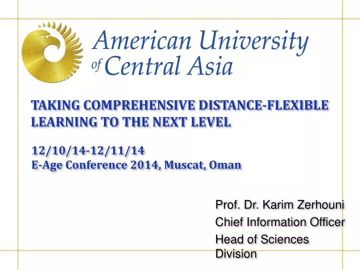 taking comprehensive distance flexible learning to the next level