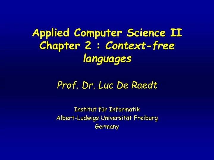 applied computer science ii chapter 2 context free languages