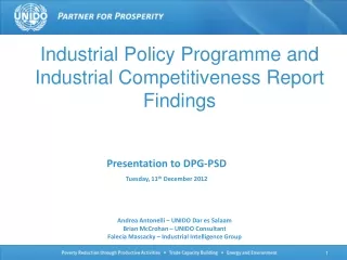 Industrial Policy Programme and Industrial Competitiveness Report Findings