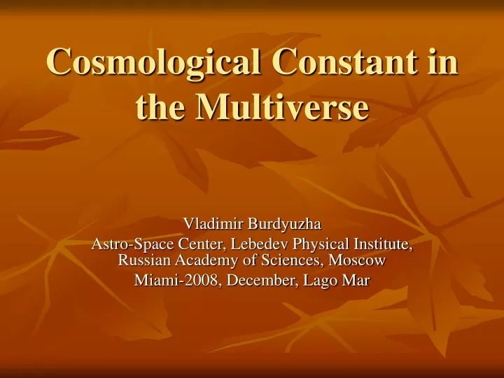 cosmological constant in the multiverse