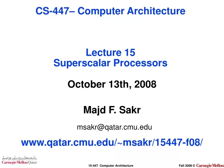 cs 447 computer architecture lecture