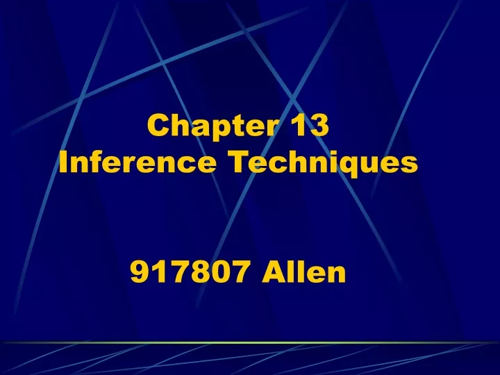 chapter 13 inference techniques 917807 allen