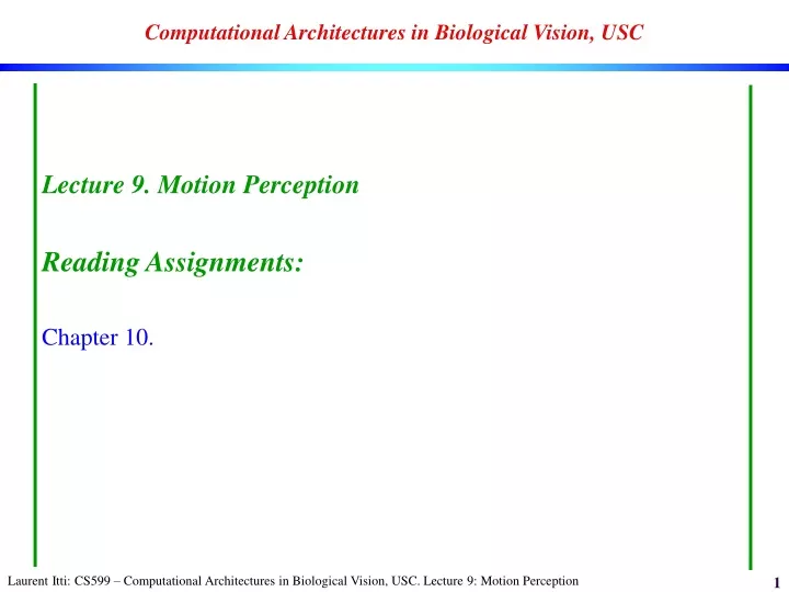 computational architectures in biological vision usc