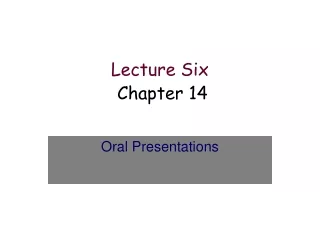 Lecture Six        Chapter 14