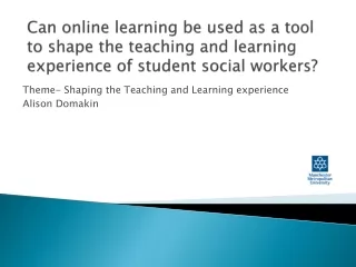 Theme- Shaping the Teaching and Learning experience Alison Domakin