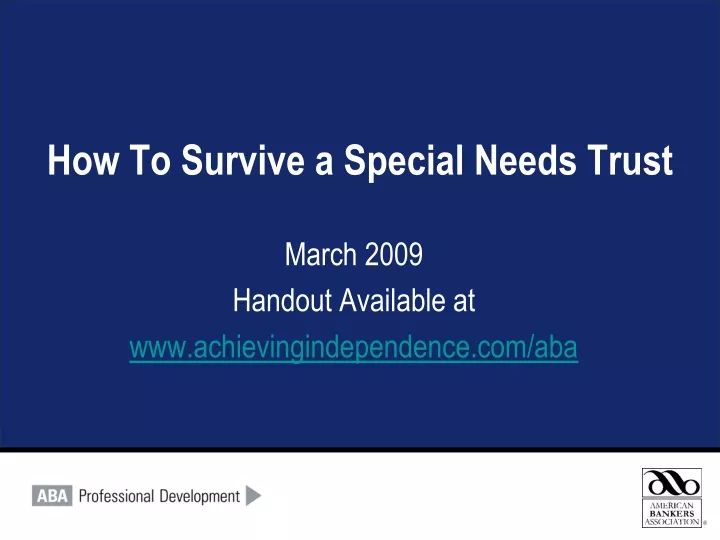 how to survive a special needs trust