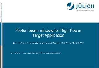 Purpose of work  Design principle of the proton beam window (from 2003)