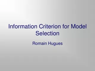 Information Criterion for Model Selection