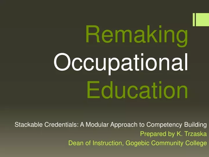 remaking occupational education