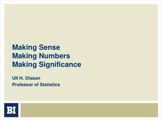 Making Sense Making Numbers Making Significance
