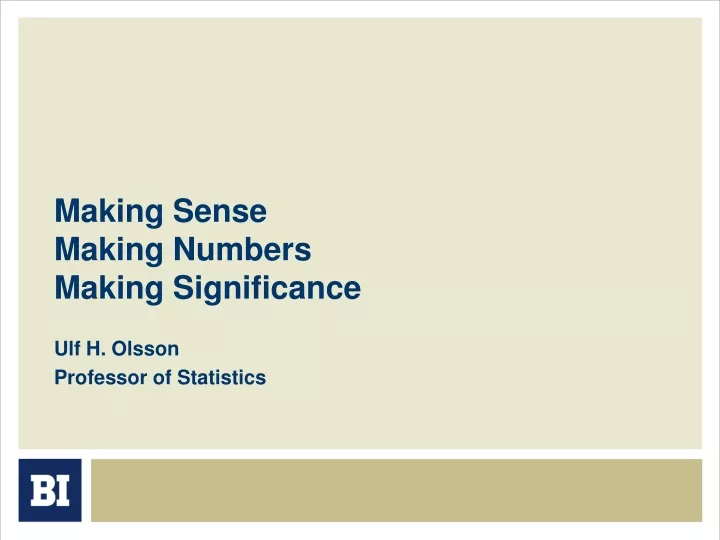 making sense making numbers making significance
