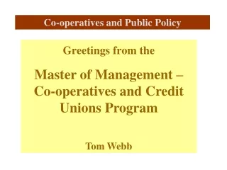 Co-operatives and Public Policy
