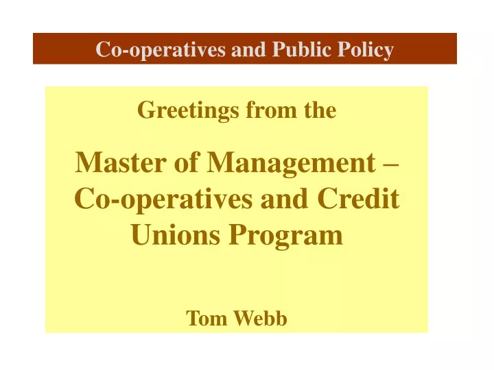 co operatives and public policy