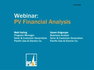 Webinar: PV Financial Analysis