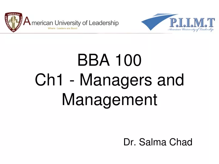 bba 100 ch1 managers and management