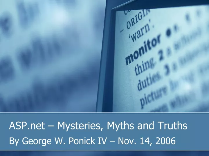 asp net mysteries myths and truths