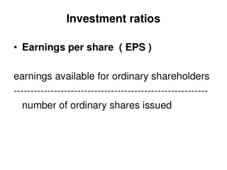 Investment ratios