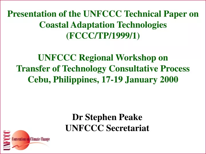 presentation of the unfccc technical paper
