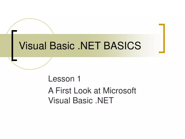 visual basic net basics