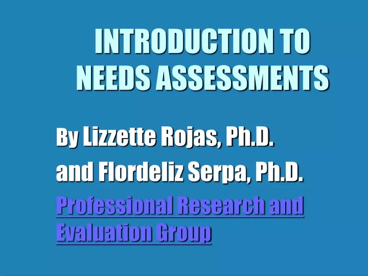 introduction to needs assessments