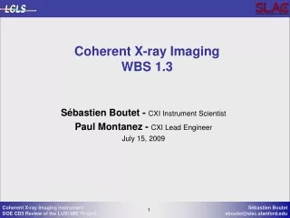 Coherent X-ray Imaging WBS 1.3