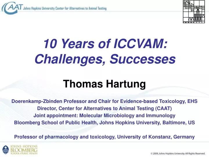 10 years of iccvam challenges successes