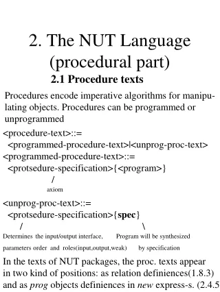 2.  The  NUT  Language (procedural part)