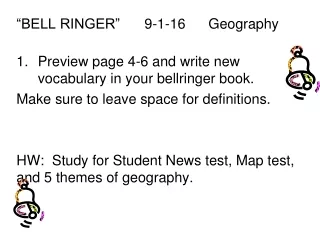 “BELL RINGER”  	9-1-16	Geography