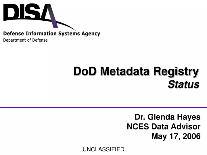 dod metadata registry status