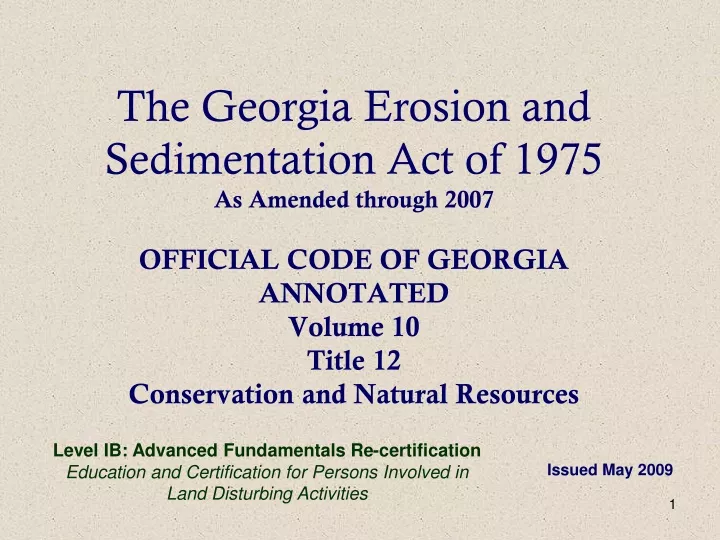 the georgia erosion and sedimentation act of 1975