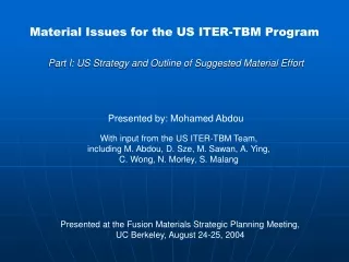 Material Issues for the US ITER-TBM Program