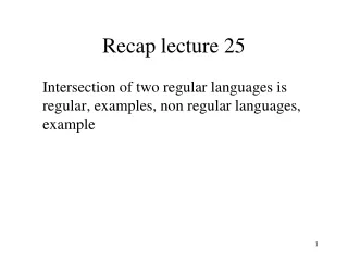 Recap lecture 25
