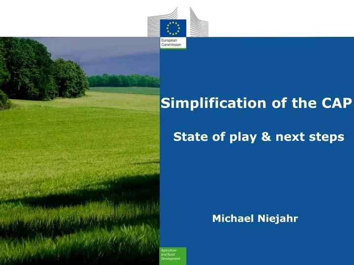 simplification of the cap state of play next steps