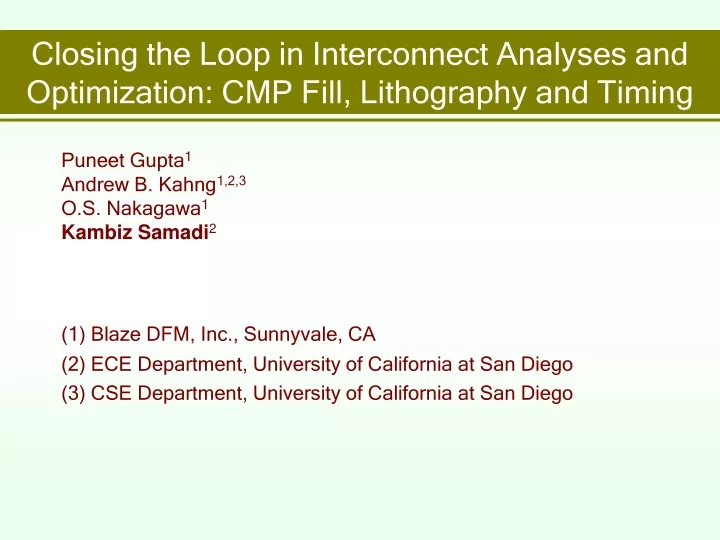 closing the loop in interconnect analyses