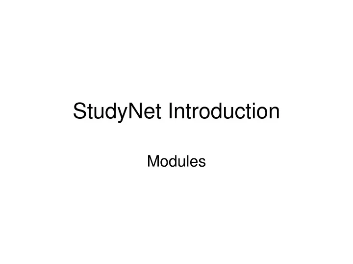 studynet introduction