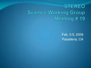 STEREO Science Working Group Meeting # 19