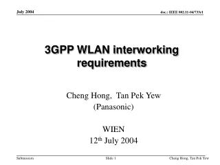 3GPP WLAN interworking requirements