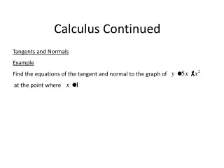 Calculus Continued