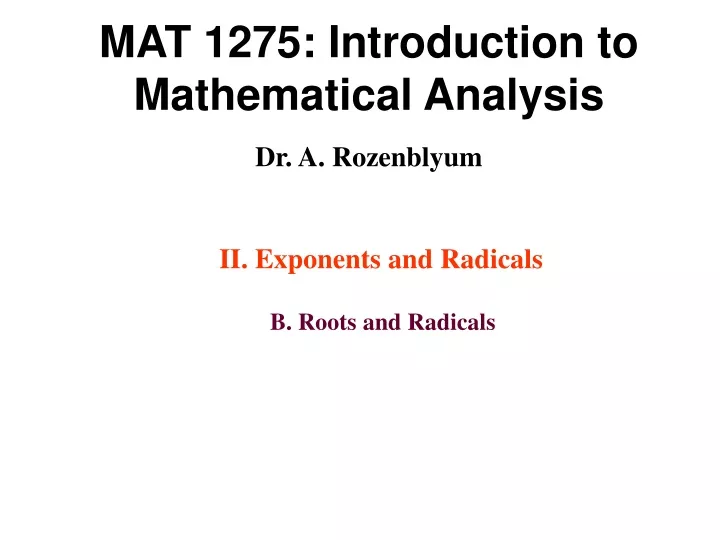 mat 1275 introduction to mathematical analysis dr a rozenblyum