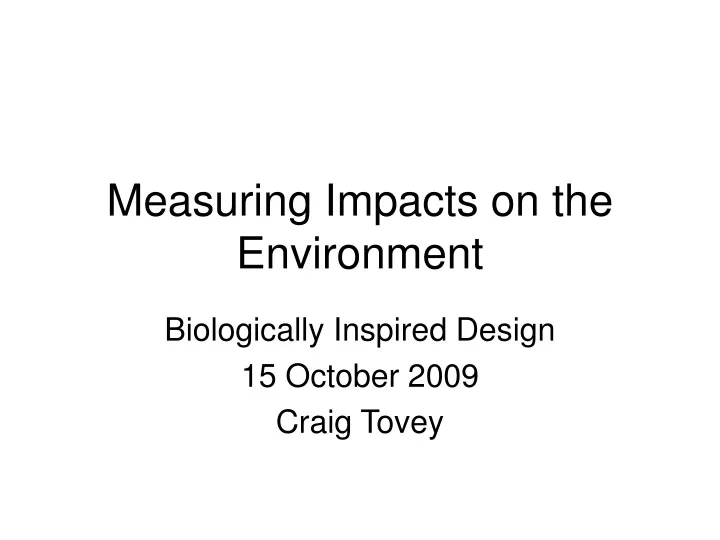 measuring impacts on the environment
