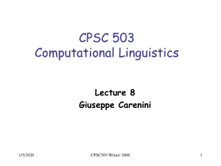 CPSC 503 Computational Linguistics