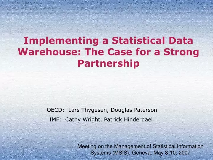 implementing a statistical data warehouse