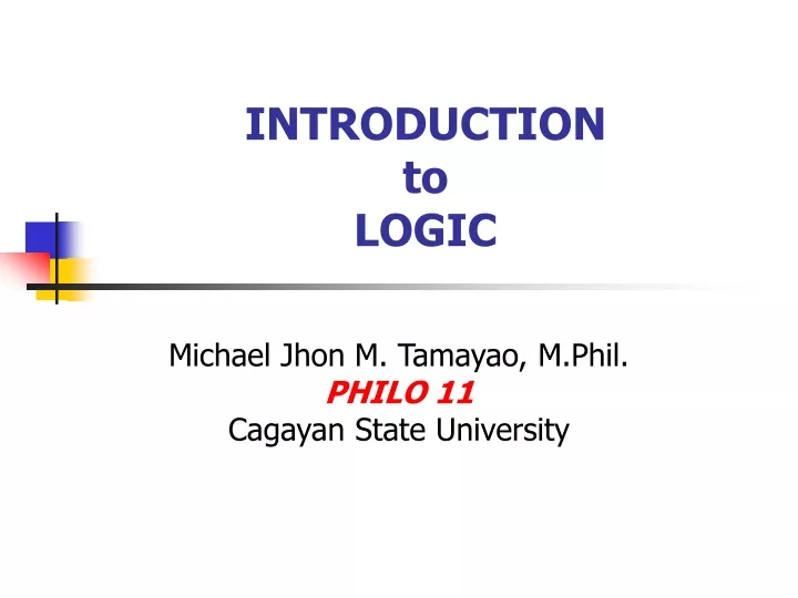 introduction to logic