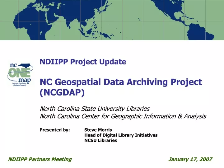 ndiipp project update nc geospatial data