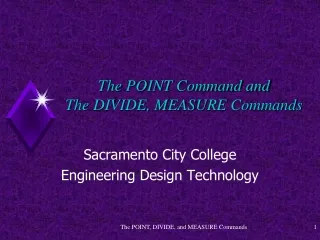 The POINT Command and The DIVIDE, MEASURE Commands
