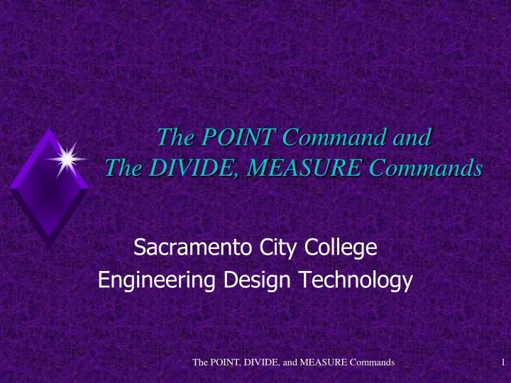 the point command and the divide measure commands
