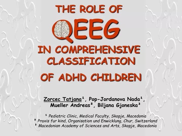 the role of qeeg in comprehensive classification