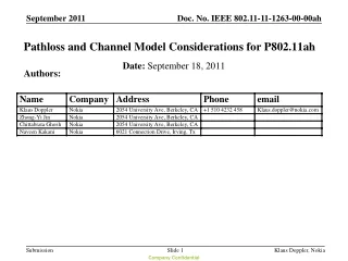 Pathloss and Channel Model Considerations for P802.11ah