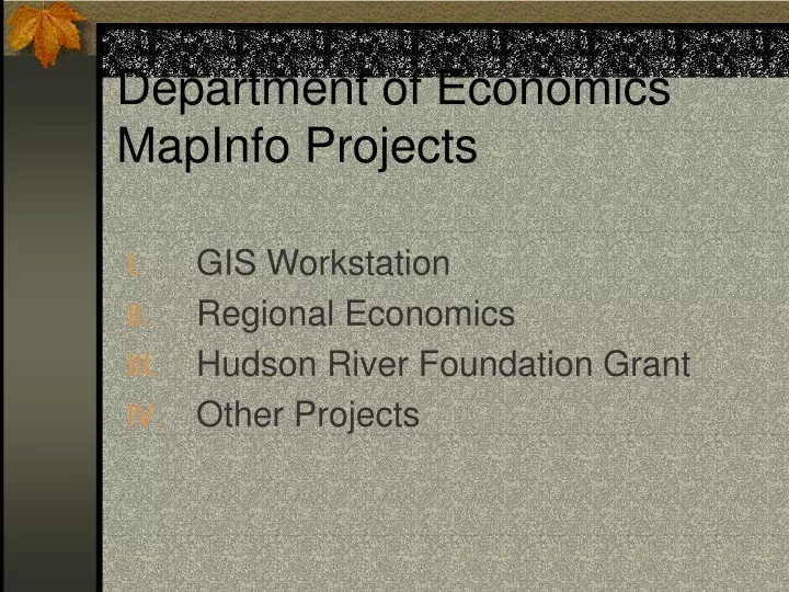 department of economics mapinfo projects
