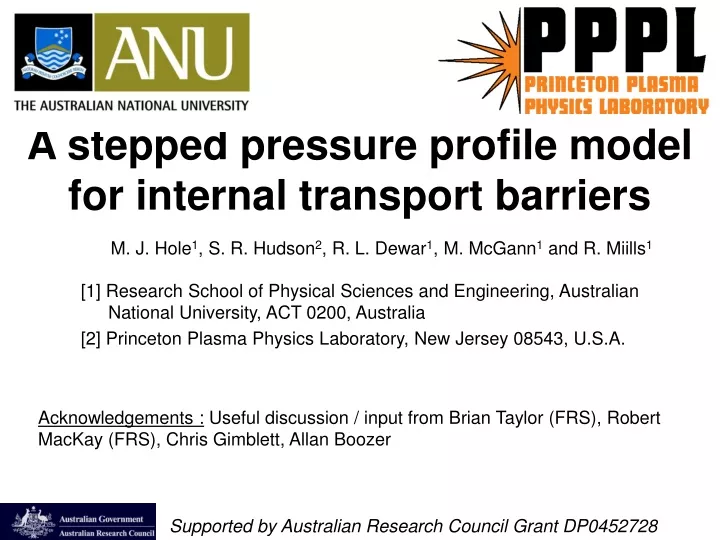 a stepped pressure profile model for internal transport barriers